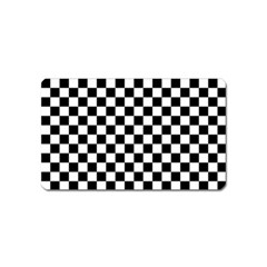 Black White Checker Pattern Checkerboard Magnet (name Card) by Cowasu