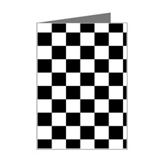 Black White Checker Pattern Checkerboard Mini Greeting Card by Cowasu