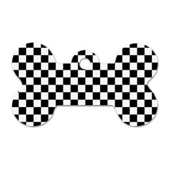 Black White Checker Pattern Checkerboard Dog Tag Bone (one Side) by Cowasu