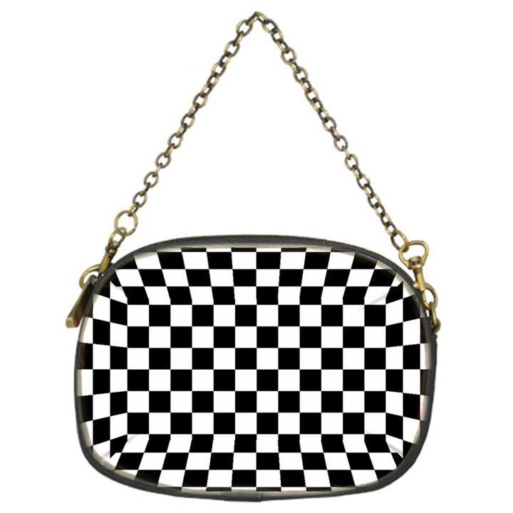 Black White Checker Pattern Checkerboard Chain Purse (One Side)