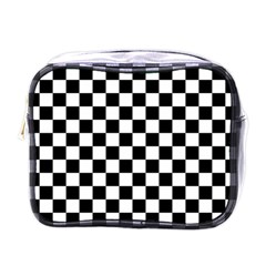 Black White Checker Pattern Checkerboard Mini Toiletries Bag (one Side) by Cowasu