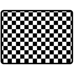 Black White Checker Pattern Checkerboard Two Sides Fleece Blanket (large) by Cowasu