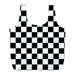 Black White Checker Pattern Checkerboard Full Print Recycle Bag (l) by Cowasu