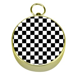 Black White Checker Pattern Checkerboard Gold Compasses by Cowasu