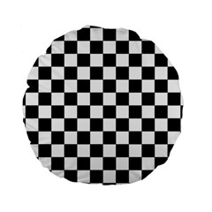 Black White Checker Pattern Checkerboard Standard 15  Premium Flano Round Cushions by Cowasu