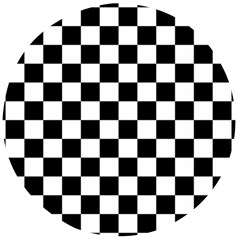 Black White Checker Pattern Checkerboard Wooden Bottle Opener (round) by Cowasu