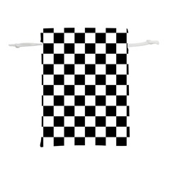 Black White Checker Pattern Checkerboard Lightweight Drawstring Pouch (l) by Cowasu