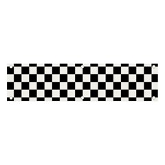 Black White Checker Pattern Checkerboard Banner And Sign 4  X 1  by Cowasu