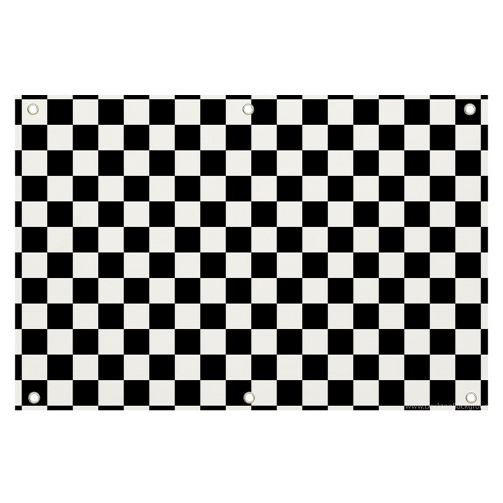 Black White Checker Pattern Checkerboard Banner and Sign 6  x 4 