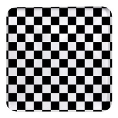 Black White Checker Pattern Checkerboard Square Glass Fridge Magnet (4 Pack)