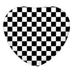 Black White Checker Pattern Checkerboard Heart Glass Fridge Magnet (4 pack) Front