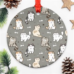 Cute Cat Pattern Cartoon Round Ornament (two Sides) by Cowasu