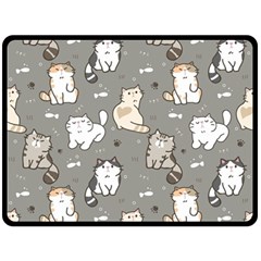 Cute Cat Pattern Cartoon Fleece Blanket (large) by Cowasu