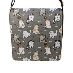 Cute Cat Pattern Cartoon Flap Closure Messenger Bag (l) by Cowasu