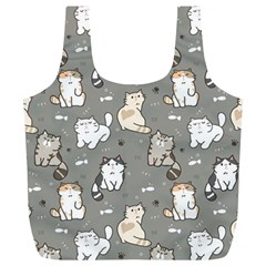 Cute Cat Pattern Cartoon Full Print Recycle Bag (xl) by Cowasu