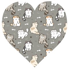 Cute Cat Pattern Cartoon Wooden Puzzle Heart by Cowasu