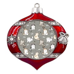 Cute Cat Pattern Cartoon Metal Snowflake And Bell Red Ornament