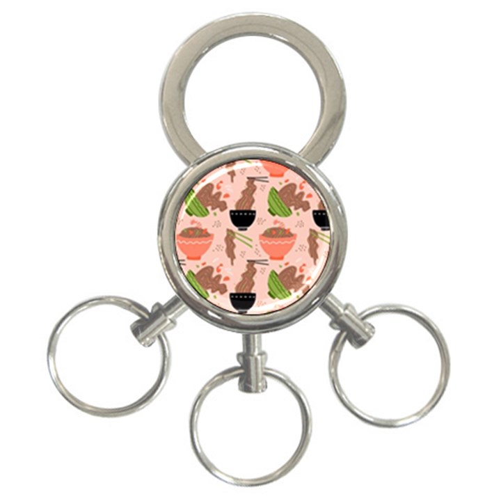 Japanese Street Food Soba Noodle In Bowl 3-Ring Key Chain