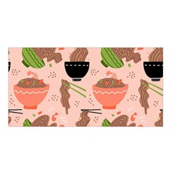 Japanese Street Food Soba Noodle In Bowl Satin Shawl 45  X 80  by Cowasu