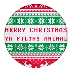 Merry Christmas Ya Filthy Animal Round Glass Fridge Magnet (4 Pack)