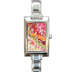 Japanese Kimono Pattern Rectangle Italian Charm Watch by Cowasu