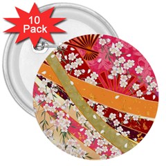 Japanese Kimono Pattern 3  Buttons (10 Pack)  by Cowasu