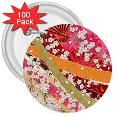 Japanese Kimono Pattern 3  Buttons (100 Pack)  by Cowasu