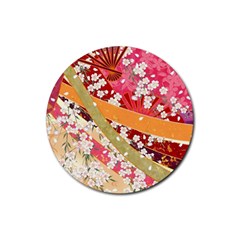 Japanese Kimono Pattern Rubber Coaster (round) by Cowasu