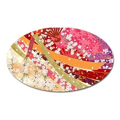 Japanese Kimono Pattern Oval Magnet by Cowasu