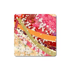 Japanese Kimono Pattern Square Magnet by Cowasu