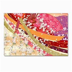 Japanese Kimono Pattern Postcard 4 x 6  (pkg Of 10) by Cowasu