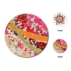 Japanese Kimono Pattern Playing Cards Single Design (round)