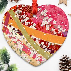 Japanese Kimono Pattern Heart Ornament (two Sides) by Cowasu