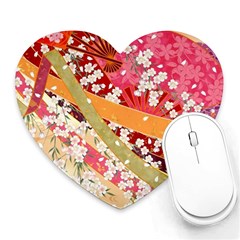 Japanese Kimono Pattern Heart Mousepad by Cowasu