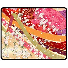 Japanese Kimono Pattern Two Sides Fleece Blanket (medium) by Cowasu