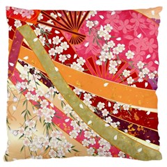 Japanese Kimono Pattern Standard Premium Plush Fleece Cushion Case (one Side) by Cowasu