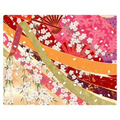 Japanese Kimono Pattern Two Sides Premium Plush Fleece Blanket (medium) by Cowasu