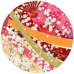 Japanese Kimono Pattern Wooden Puzzle Round by Cowasu