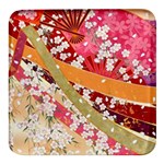 Japanese Kimono Pattern Square Glass Fridge Magnet (4 pack) Front