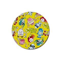 Robot Pattern Lego Rubber Coaster (round) by Cowasu