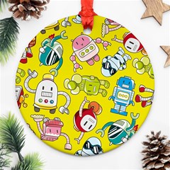 Robot Pattern Lego Round Ornament (two Sides)