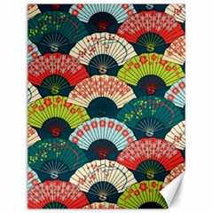 Japanese Fans Bright Pattern Canvas 12  X 16  by Cowasu