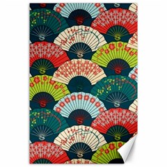 Japanese Fans Bright Pattern Canvas 24  X 36  by Cowasu