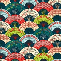 Japanese Fans Bright Pattern Play Mat (rectangle) by Cowasu