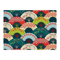 Japanese Fans Bright Pattern Two Sides Premium Plush Fleece Blanket (mini)