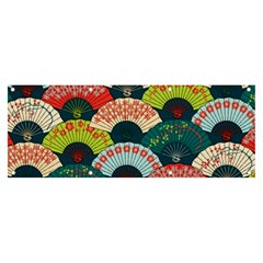 Japanese Fans Bright Pattern Banner And Sign 8  X 3  by Cowasu