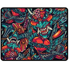 Japanese Graffiti Two Sides Fleece Blanket (medium) by Cowasu