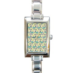 Flora Nature Color Japanese Patterns Rectangle Italian Charm Watch by Cowasu