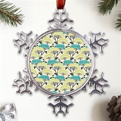 Flora Nature Color Japanese Patterns Metal Large Snowflake Ornament