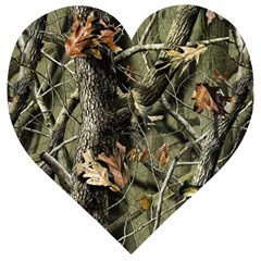 Realtree Camo Seamless Pattern Wooden Puzzle Heart by Cowasu